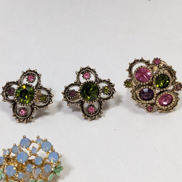 Clip On Earring Lot 3 Sets Monet Sarah Coventry 1 Matching Ring Wedding Party - Picture 3 of 16